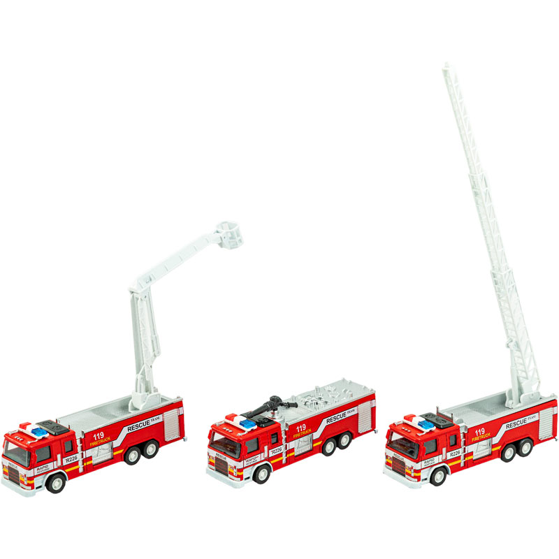 Πυροσβεστική Μεταλλική Φώτα-Ηχοι 16,50 εκ 3 Σχέδια 6άδα