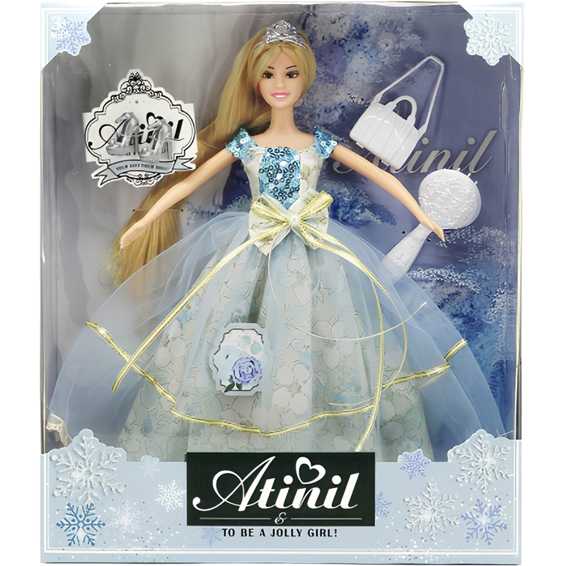 Κούκλα Atinil Με Σιέλ Φόρεμα Και Αρθρώσεις 30 εκ.