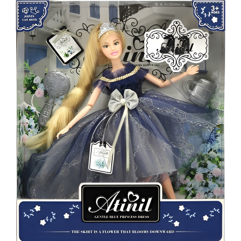 Κούκλα Atinil Με Μπλέ Φόρεμα Και Αρθρώσεις 30 εκ.
