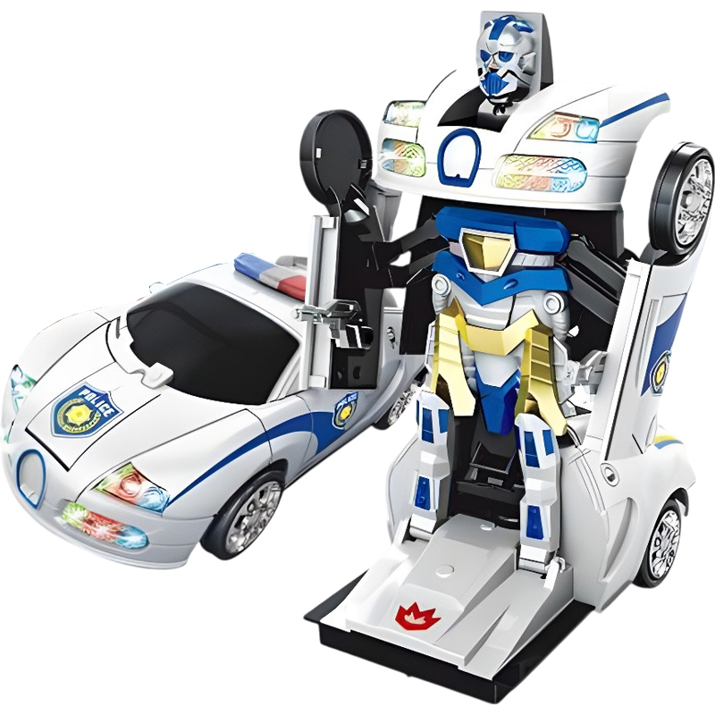 Αστυνομικό Αυτοκίνητο Με Φώτα Και Ήχους Που Μετασχηματίζεται Σε Ρομποτ