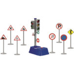 Φωτεινός Σηματοδότης Μπαταρίας Και 8 Πινακίδες Οδ. Κυκλοφορίας