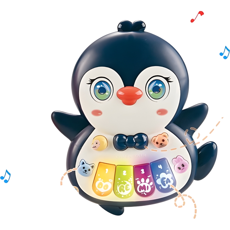 Χαριτωμένο Πιγκουινάκι Με Μεγάλα Μάτια Και Χρωματιστά Πλήκτρα
