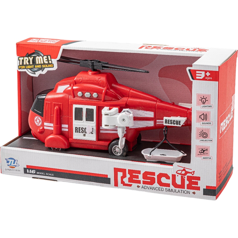 Πυροσβεστικό Ελικόπτερο Διάσωσης Τριβής Με Φώτα Και Ηχους 32 εκ.