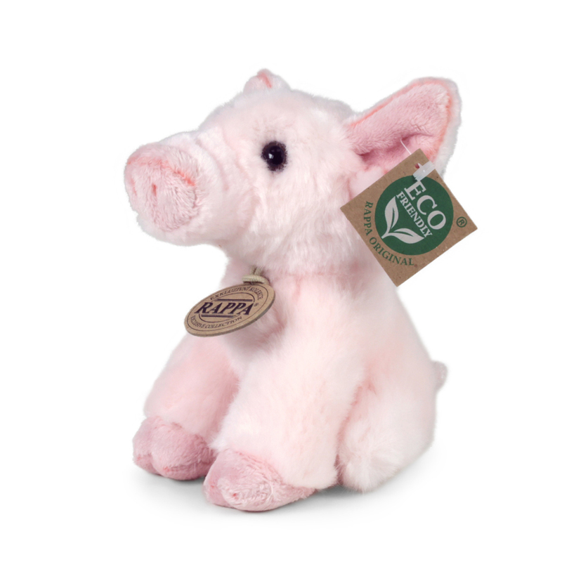 Rappa Λούτρινο Γουρουνάκι Ρόζ Καθιστό 16 εκ. Eco-Friendly (220072)