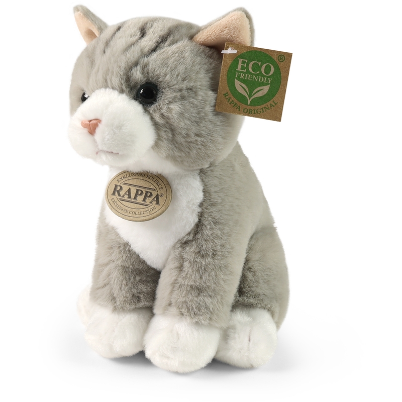 Rappa Λούτρινη Γάτα Καθιστή Γκρί 23 εκ. Eco-Friendly Soft (250819)