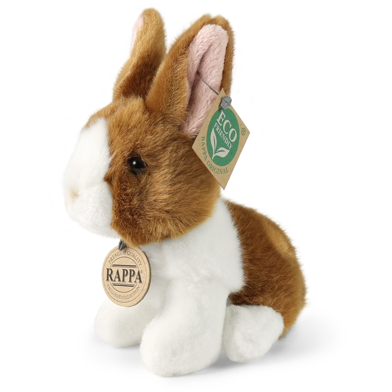 Rappa Λούτρινο Κουνέλι Ασπρο-Καφέ 16 εκ. Eco-Friendly (252042)